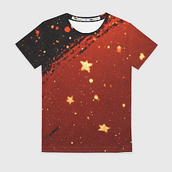 Женская футболка Золотые звездочки на коричневой текстуре