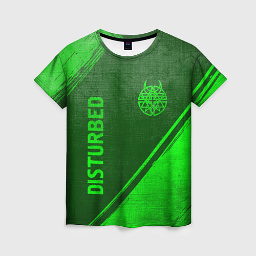 Женская футболка Disturbed - green gradient вертикально / 3D-принт – фото 1