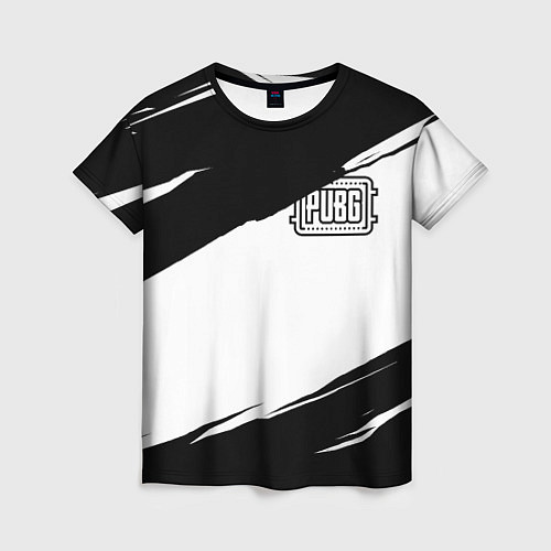 Женская футболка PUBG черно белые краски / 3D-принт – фото 1