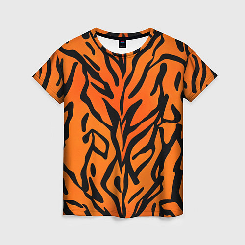 Женская футболка Тигровый огненный паттерн / 3D-принт – фото 1