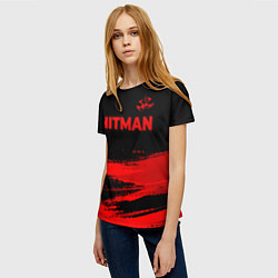 Футболка женская Hitman - red gradient посередине, цвет: 3D-принт — фото 2