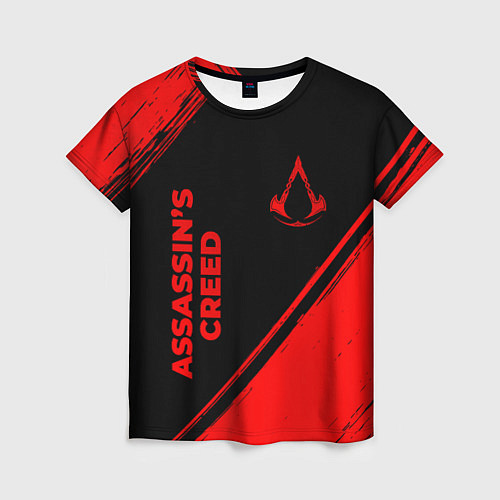 Женская футболка Assassins Creed - red gradient вертикально / 3D-принт – фото 1