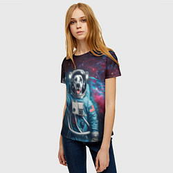Футболка женская Далматинец бравый космонавт - нейроарт, цвет: 3D-принт — фото 2