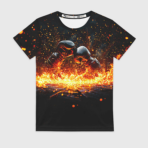 Женская футболка Кикбоксеркие перчатки в огне / 3D-принт – фото 1