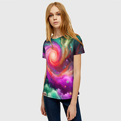 Футболка женская Космическая неоновая фантазия - нейроарт, цвет: 3D-принт — фото 2