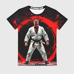 Женская футболка Боец джиу-джитсу на черном