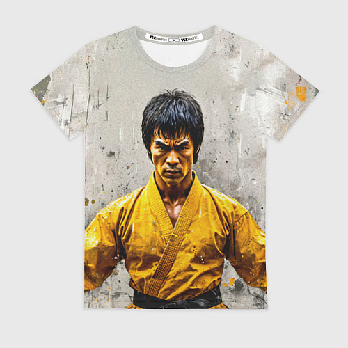 Женская футболка Брюс Ли на сером / 3D-принт – фото 1