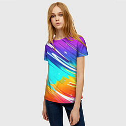 Футболка женская Радужные брызги краски текстура, цвет: 3D-принт — фото 2