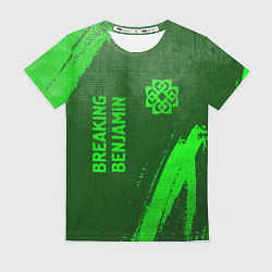 Женская футболка Breaking Benjamin - green gradient вертикально