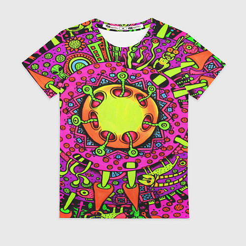 Женская футболка Кислотные грибы оптические / 3D-принт – фото 1