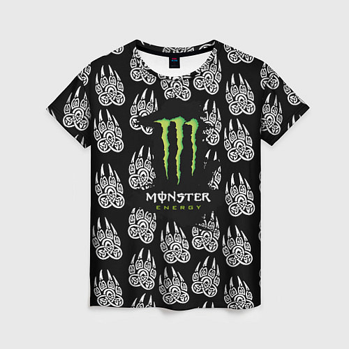 Женская футболка Monster energy медвежьи лапы / 3D-принт – фото 1