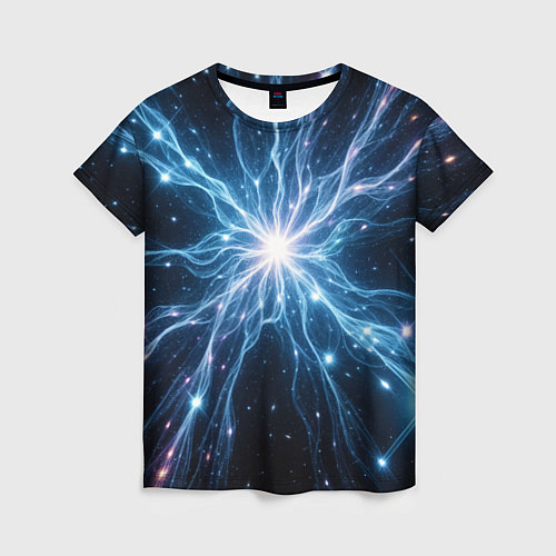 Женская футболка Всплеск света и звезды - космическая абстракция / 3D-принт – фото 1