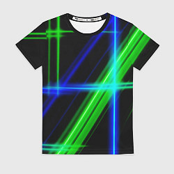 Футболка женская Color blue black green, цвет: 3D-принт