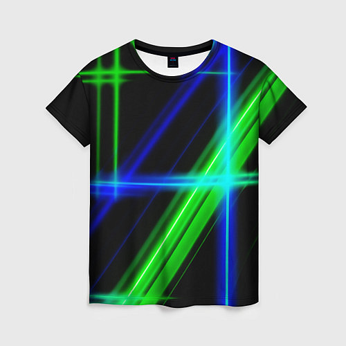 Женская футболка Color blue black green / 3D-принт – фото 1