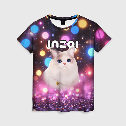 Женская футболка Inzoi кошечка и логотип / 3D-принт – фото 1
