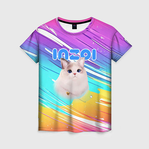 Женская футболка Inzoi кошечка на радужном фоне / 3D-принт – фото 1