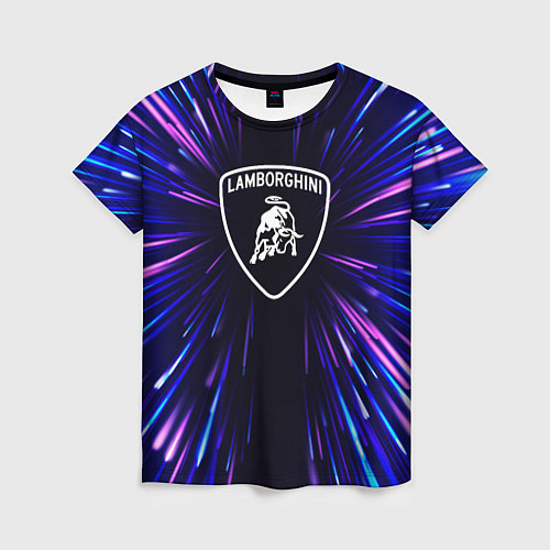 Женская футболка Lamborghini neon energy / 3D-принт – фото 1