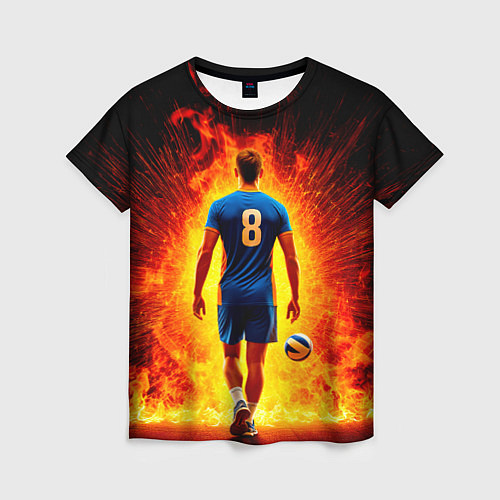 Женская футболка Волейболист в огне / 3D-принт – фото 1