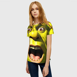 Футболка женская Шрек лицо кричащее, цвет: 3D-принт — фото 2