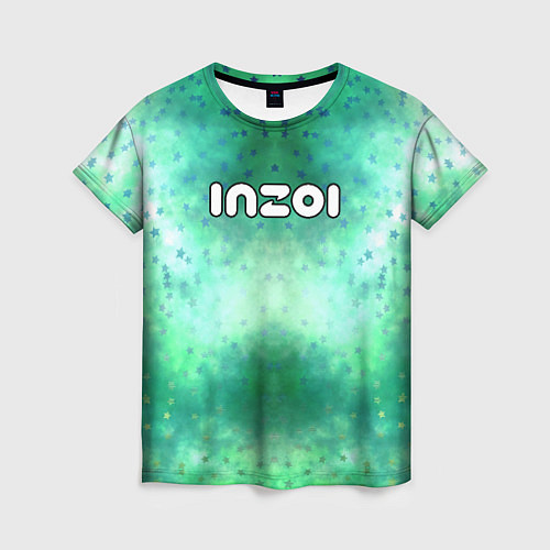 Женская футболка Inzoi белый логотип на зеленом фоне / 3D-принт – фото 1