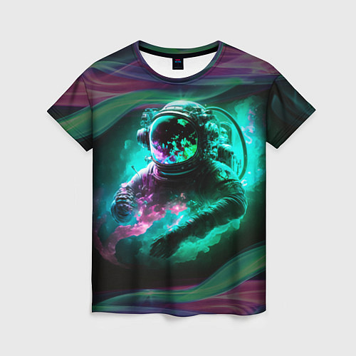 Женская футболка Космонавт неоновая дымка / 3D-принт – фото 1
