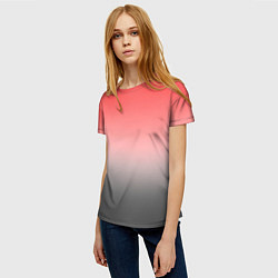 Футболка женская Бледный красно-серый градиент, цвет: 3D-принт — фото 2