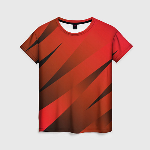 Женская футболка Красно-коричневый абстрактные полосы / 3D-принт – фото 1