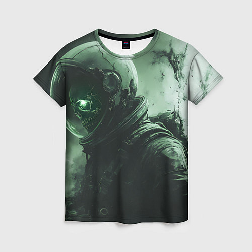Женская футболка Зеленый скелет космонавта / 3D-принт – фото 1