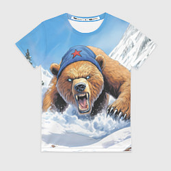 Женская футболка Злой русский медведь