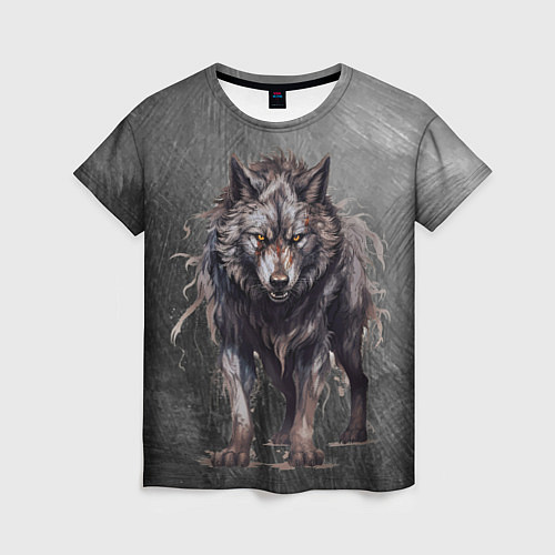 Женская футболка The fierce wolf / 3D-принт – фото 1