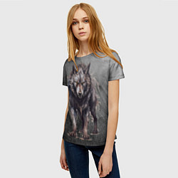Футболка женская The fierce wolf, цвет: 3D-принт — фото 2