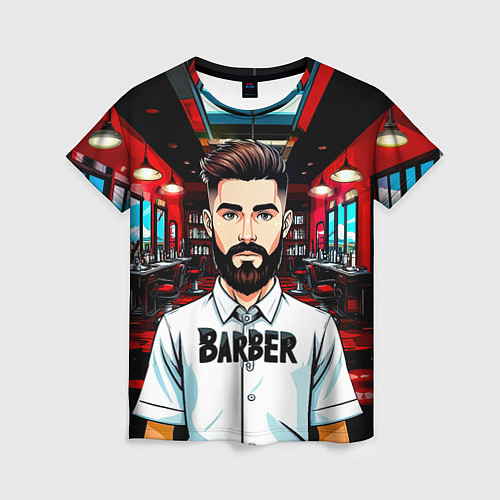Женская футболка Барбер в барбершопе / 3D-принт – фото 1