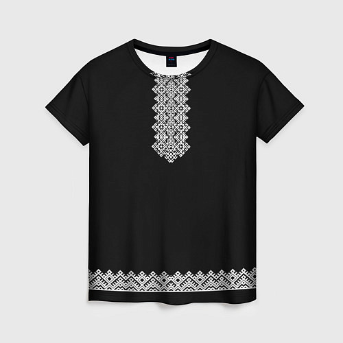 Женская футболка Вышиванка - узоры с обережными символами / 3D-принт – фото 1