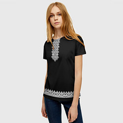 Футболка женская Вышиванка - узоры с обережными символами, цвет: 3D-принт — фото 2