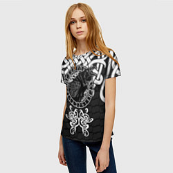 Футболка женская Узор - ворон, цвет: 3D-принт — фото 2