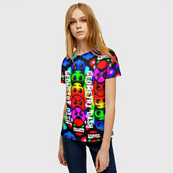 Футболка женская Geometry dash neon gradient, цвет: 3D-принт — фото 2