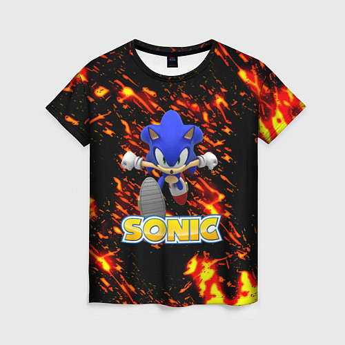 Женская футболка Sonic огенная текстура / 3D-принт – фото 1