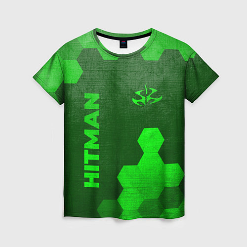 Женская футболка Hitman - green gradient вертикально / 3D-принт – фото 1
