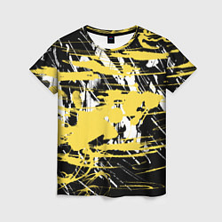 Футболка женская Желтая краска на черном, цвет: 3D-принт