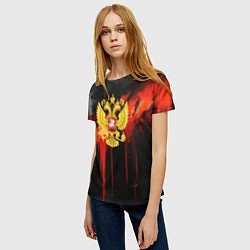 Футболка женская Герб России - красная краска на черном, цвет: 3D-принт — фото 2