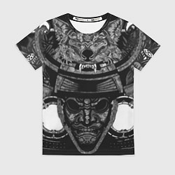 Женская футболка Голова самурая в маске Они