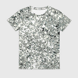 Футболка женская Серый абстрактный с белыми кляксами, цвет: 3D-принт