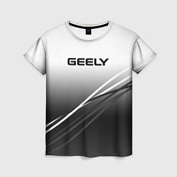 Футболка женская Geely градиент из белого в тёмный с полосами, цвет: 3D-принт