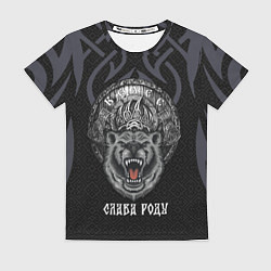 Женская футболка Медведь воин в щите