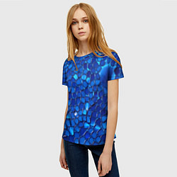 Футболка женская Блестящие синие отражения, цвет: 3D-принт — фото 2
