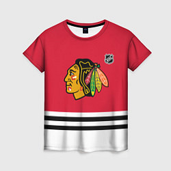 Футболка женская Чикаго Блэкхокс хоккей, цвет: 3D-принт