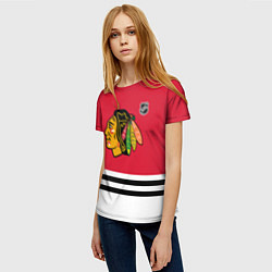 Футболка женская Чикаго Блэкхокс хоккей, цвет: 3D-принт — фото 2