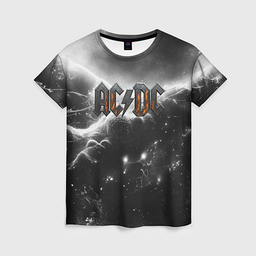 Женская футболка ACDC металлический лого черно-белая текстура / 3D-принт – фото 1