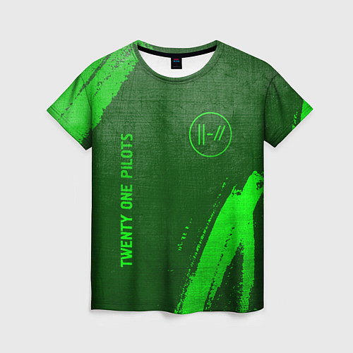 Женская футболка Twenty One Pilots - green gradient вертикально / 3D-принт – фото 1
