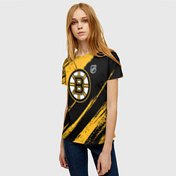 Футболка женская Бостон Брюинз - брызги краски, цвет: 3D-принт — фото 2